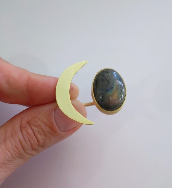 anillo ajustable media luna piedra labradorita 2